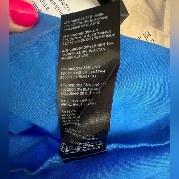 Linen sweetheart scallop midi dress Anthropologie button down - Picture 11 of 11